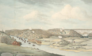 The British and Hessian attack on Fort Washington along the Hudson River, November 16, 1776. (New York Public Library)